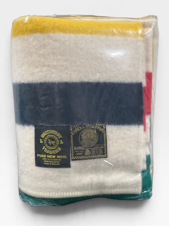 Northwest Traders Other - Vintage Northwest Traders 100% Wool Blanket in Cream Multi Stripe colors NEW